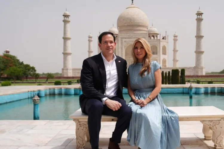 US State Secretary Marco Rubio at Taj Mahal with wife Jeanette D Rubio