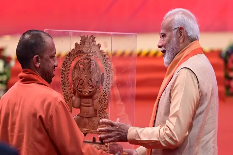 Uttar Pradesh Chief Minister Yogi Adityanath with PM Modi