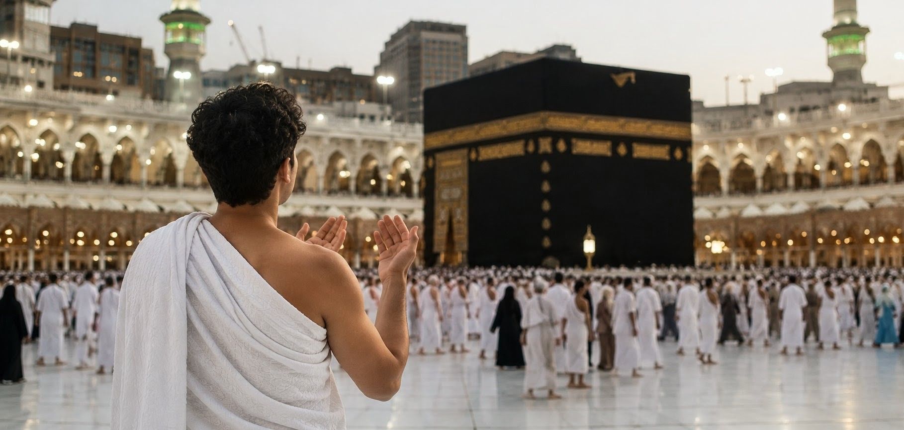 A Man praying during the Hajj pilgrimage
