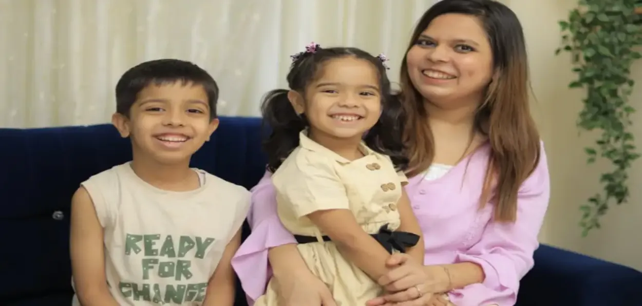 Eram Khan with her kids