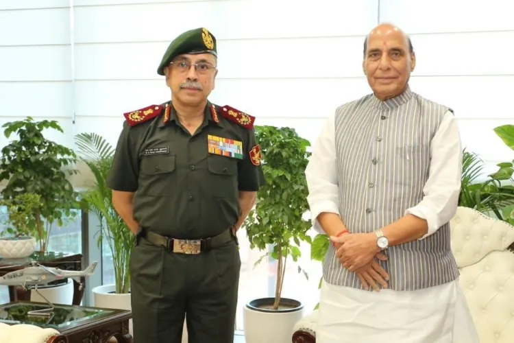 Newly appointed Chief of Defence Staff (CDS) General N S Raja Subramani with Defence Minister Rajnath Singh 