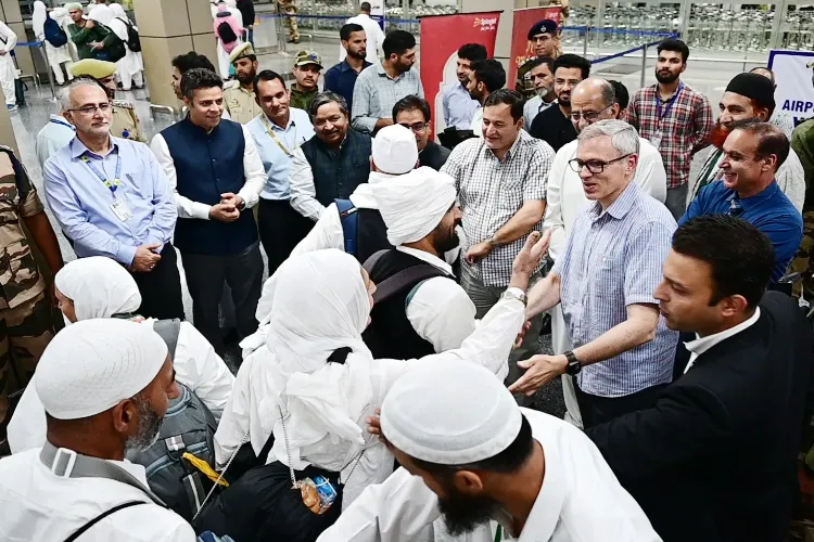 Jammu and Kashmir Chief Minister Omar Abdullah received the first batch of Haj pilgrims 