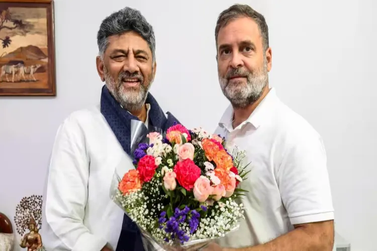 DK Shivakumar with Lok Sabha LoP Rahul Gandhi 