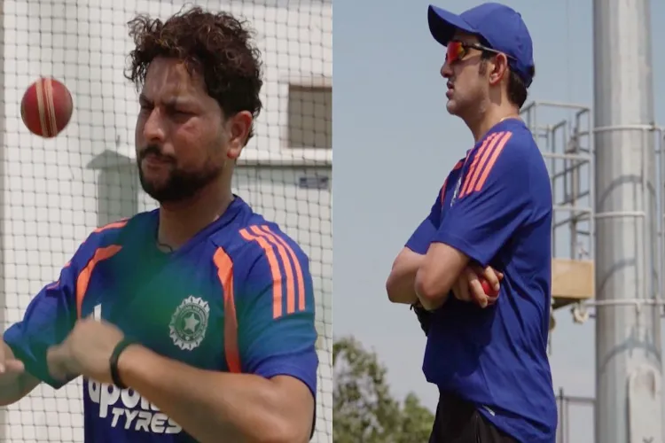 Kuldeep Yadav (left) and Gautam Gambhir (right) 