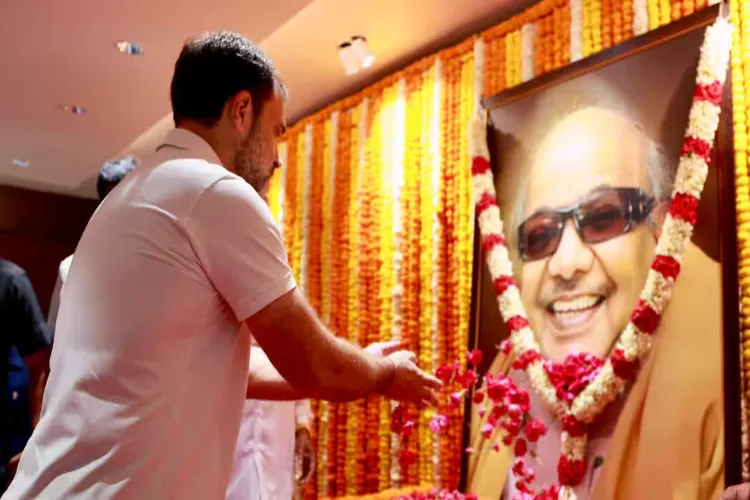 Congress leader Rahul Gandhi paid rich tributes to former Tamil Nadu chief minister M Karunanidhi