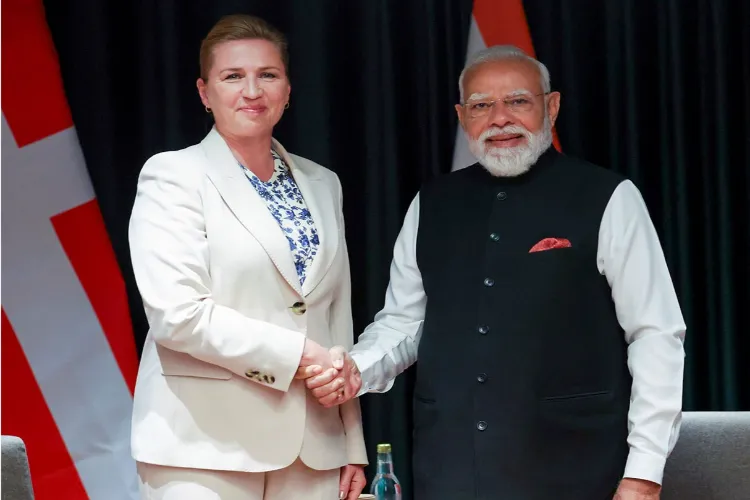 Prime Minister Narendra Modi with Danish Prime Minister Mette Frederiksen