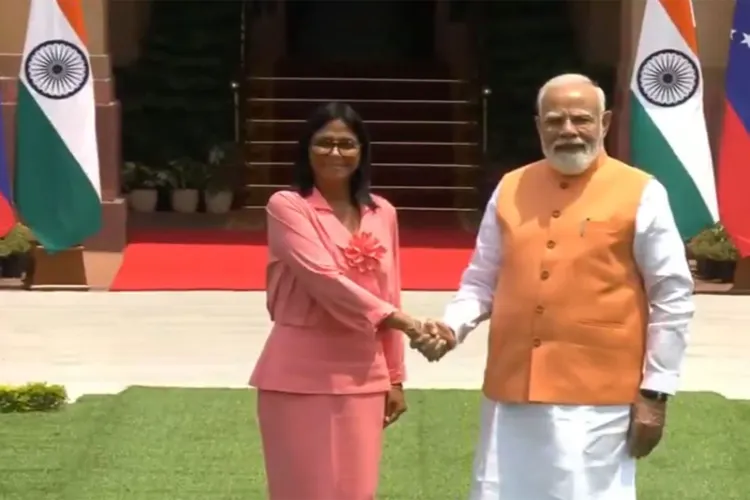 Prime Minister Narendra Modi with Venezuela’s Acting President Delcy Rodríguez