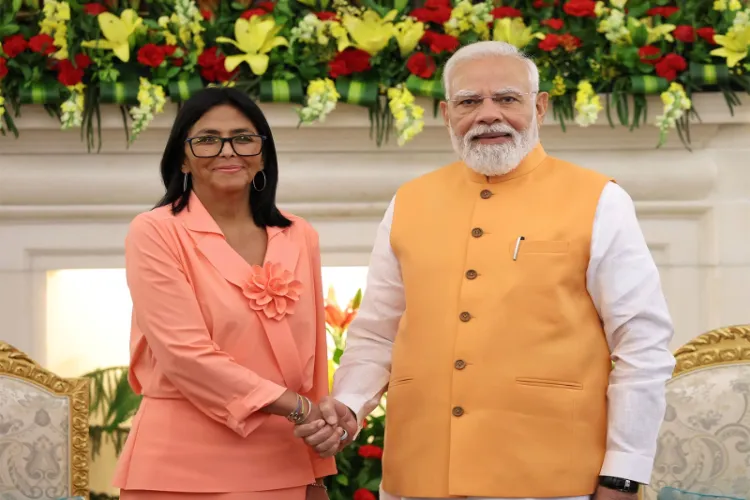 Venezuela’s Acting President Delcy Rodriguez and Prime Minister Narendra Modi