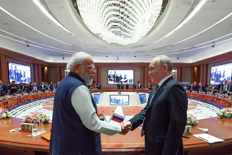 PM Narendra Modi and Russian President Vladimir Putin during India-Russia Business Forum 