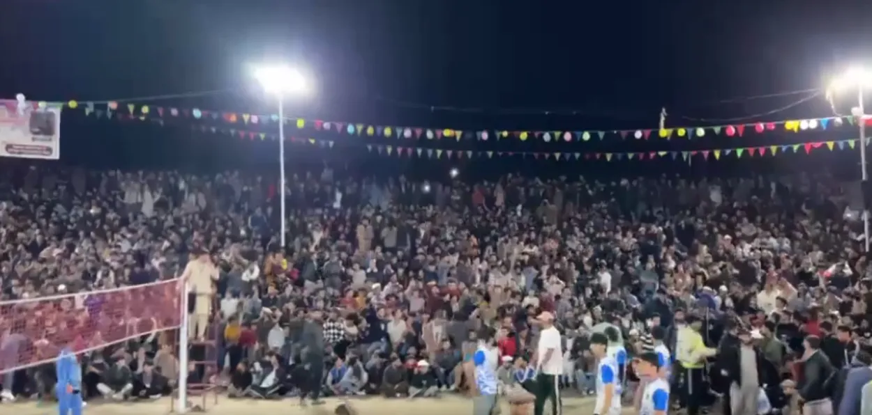 A video grab of the protest at Muzaffaraaabad