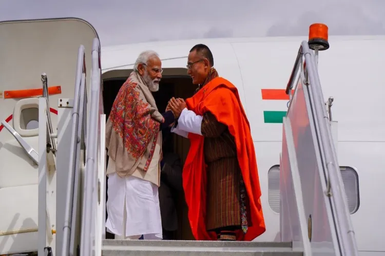 Bhutan's Prime Minister Tshering Tobgay with Indian PM Modi