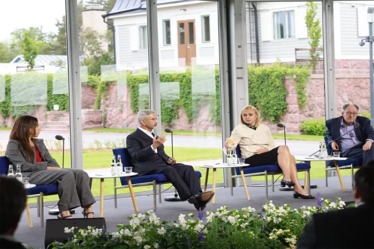 External Affairs Minister S Jaishankar speaks during a discussion at the Kultaranta Talks in Finland. 