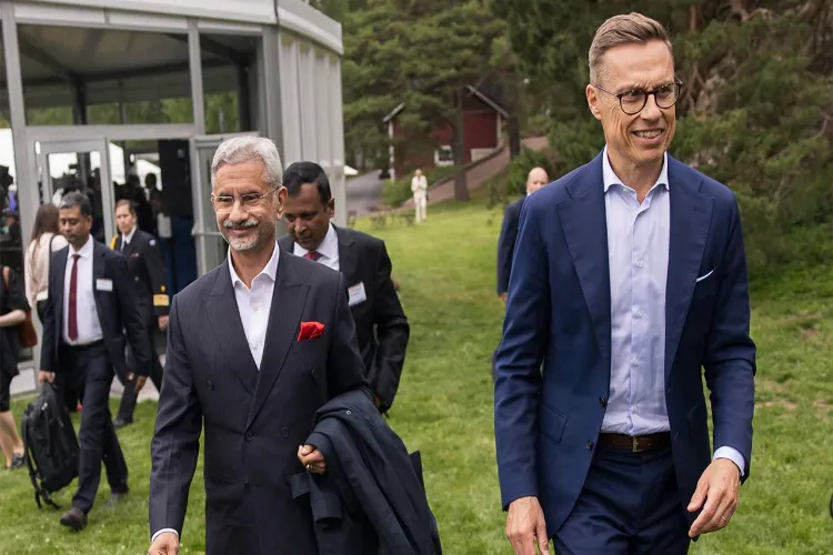 Finnish President Alexander Stubb with EAM Jaishankar