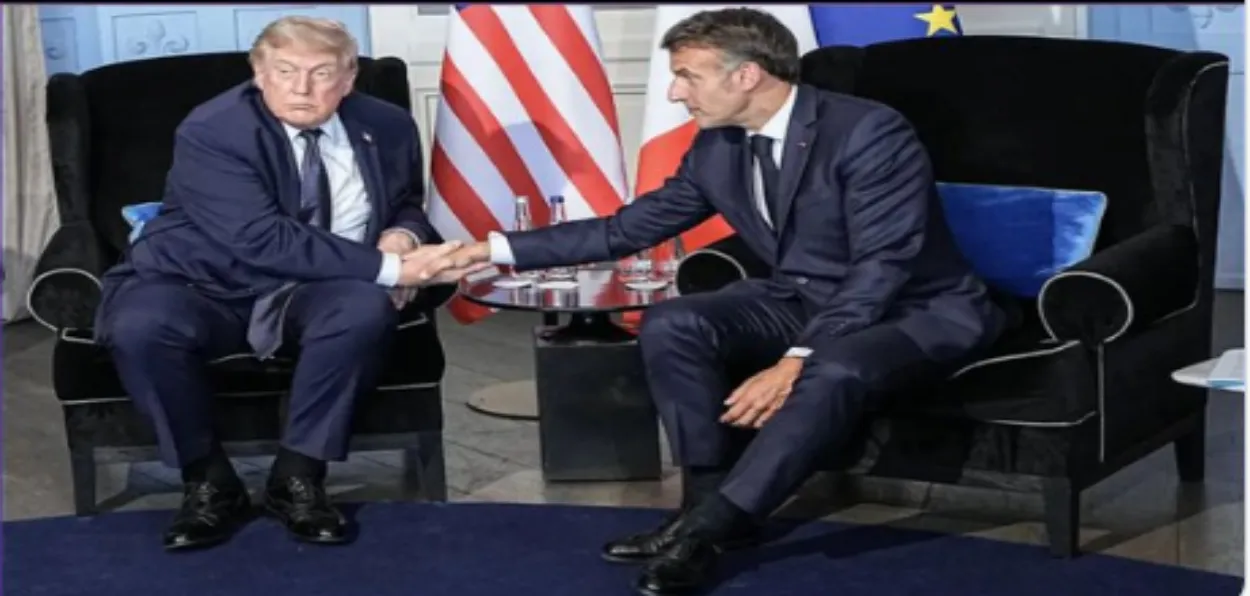 US President with his French Counterpart Emanuel Macron at G-7 summit 