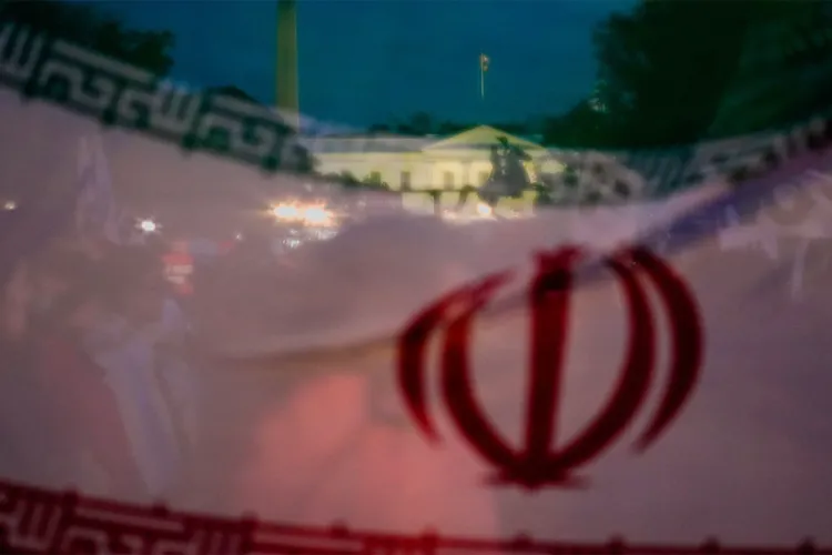 White House seen through Iran's flag