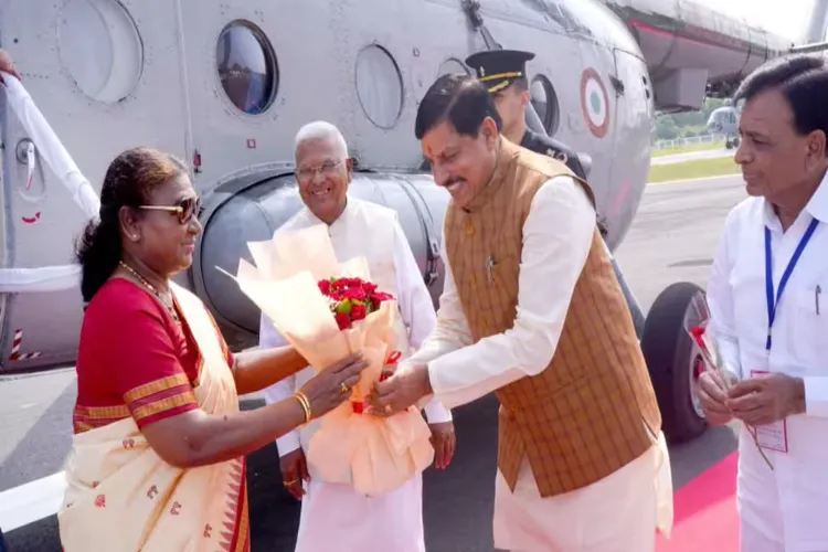 Madhya Pradesh Chief Minister Mohan Yadav welcomed President Droupadi Murmu 