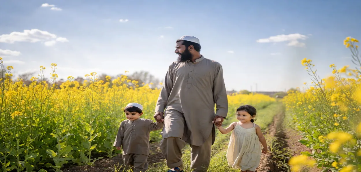 AI-generated image of a Father with his children
