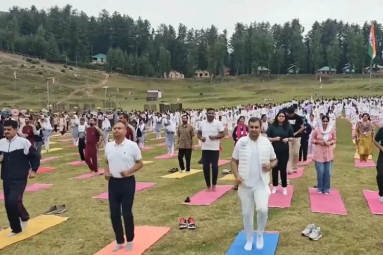Mega Yoga Session organised as a prelude to the 12th International Day of Yoga at Sanasar. 
