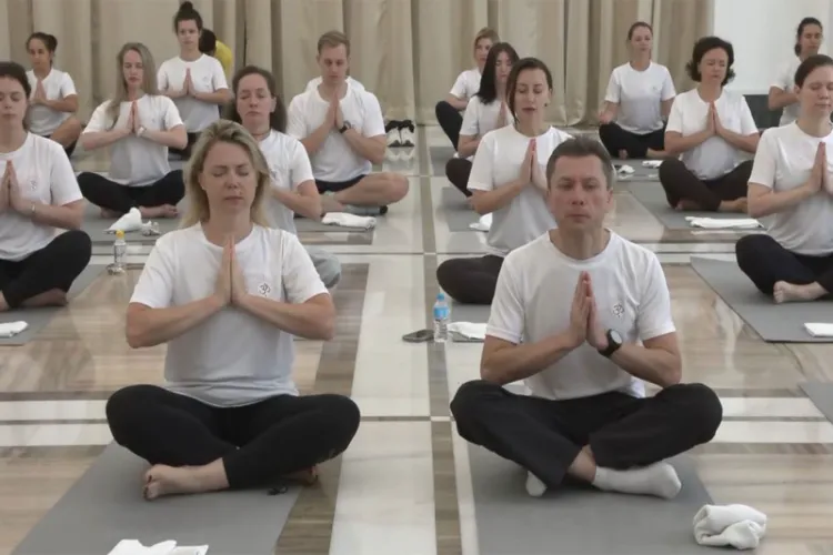 Yoga day celebrations at the Russian Embassy in New Delhi 