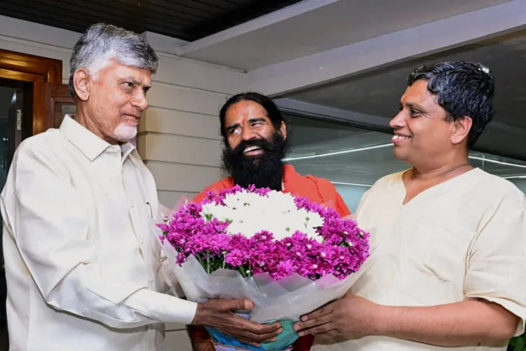 Andhra Pradesh Chief Minister N Chandrababu Naidu  with yoga guru Baba Ramdev