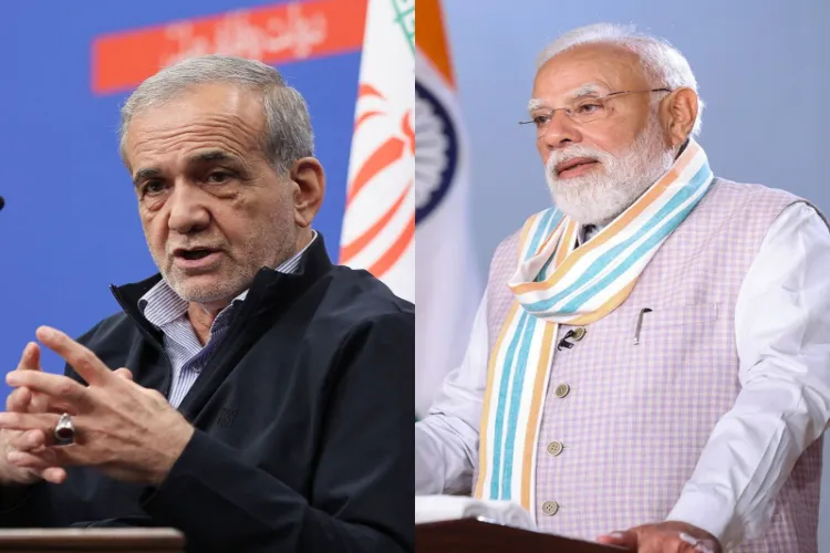 Prime Minister Narendra Modi and Iranian President Masoud Pezeshkian (L)