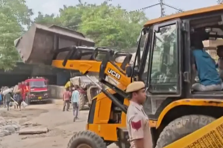 DDA conducts demolition drive n the Yamuna Bazar area near Nigam Bodh Ghat 
