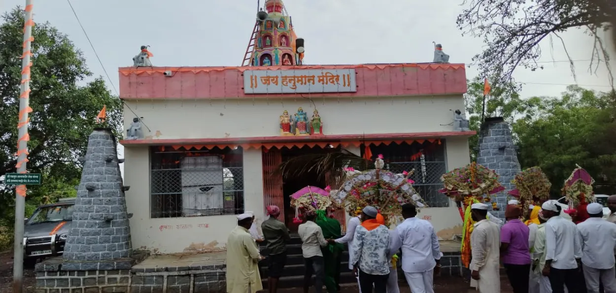 The Hanuman temple where taziyas are placed in Devsinga Nal, Maharashtra 