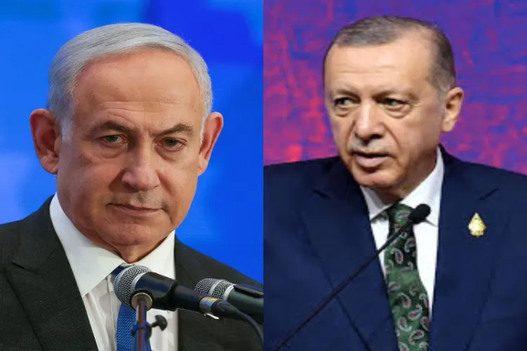 Israeli Prime Minister Benjamin Netanyahu and Turkish President Recep Tayyip Erdogan (on right) 
