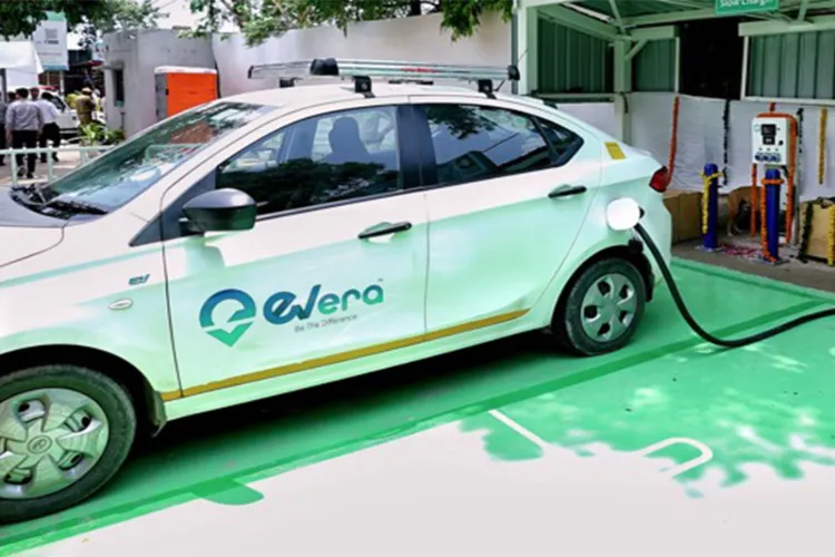 Electric Vehicle at a charging station 