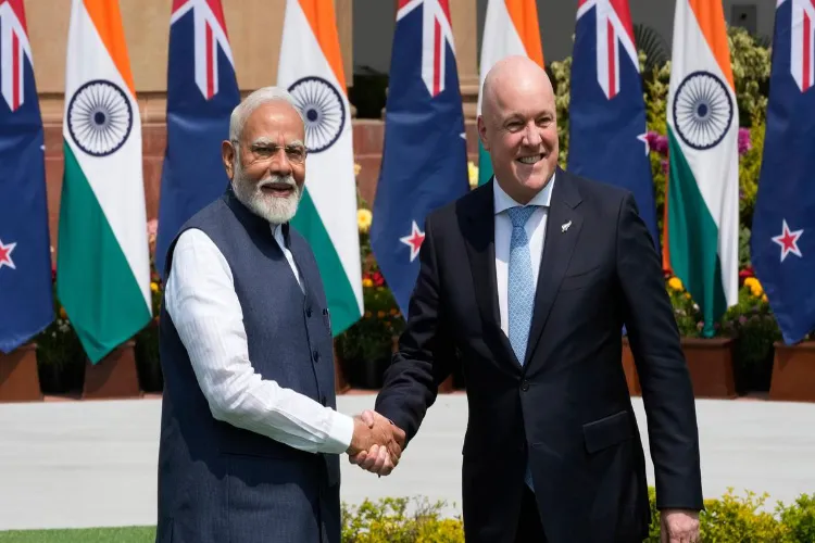 Prime Minister Narendra Modi with New Zealand Prime Minister Christopher Luxon