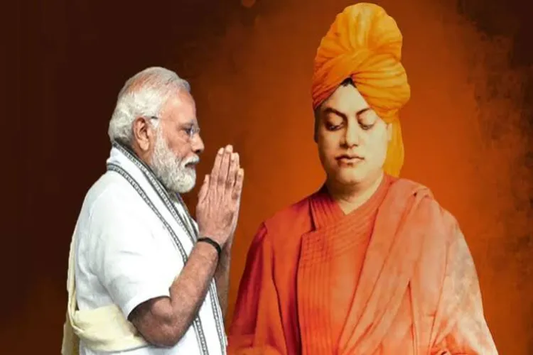 Prime Minister Narendra Modi paying tribute to Swami Vivekanand