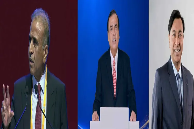 Sunil Bharti Mittal, Founder and Chairman of Bharti Enterprises; Mukesh Ambani, Chairman and Managing Director, Reliance Industries; Lakshmi N. Mittal, Executive Chairman, ArcelorMittal