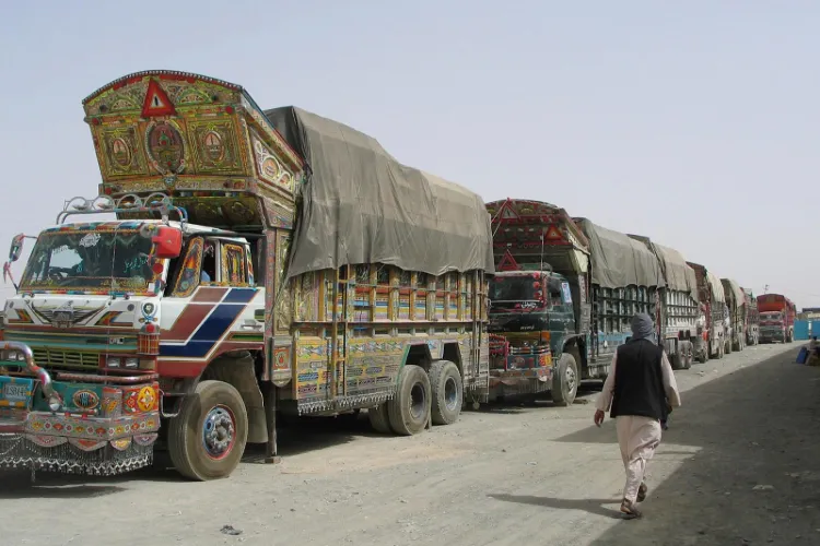 Trucks parked as drivers protest in Pakistan