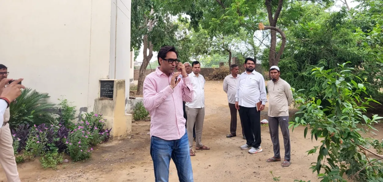R S Bath outside the mosque in sector 12, Sohna after holding discussions
