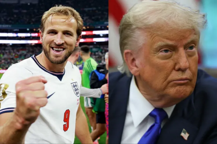 England's Harry Kane (L) and US President Donald Trump. 