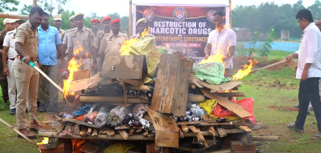 South Salmara–Mankachar Police in Assam destroying seized narcotics worth ₹5.92 crore 