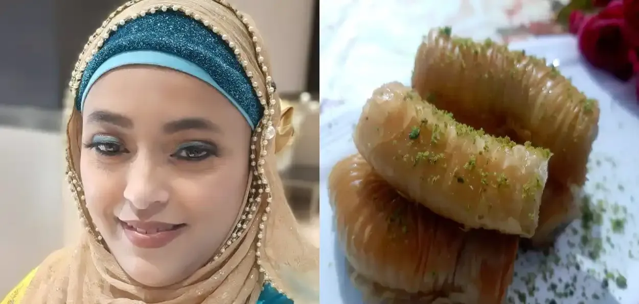 Shakiba Mohammad and one of her Arab dishes