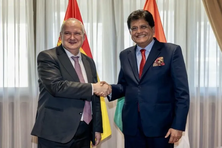 Union Commerce and Industry Minister Piyush Goyal with Jordi Hereu, he Minister of Industry and Tourism of the Government of Spain