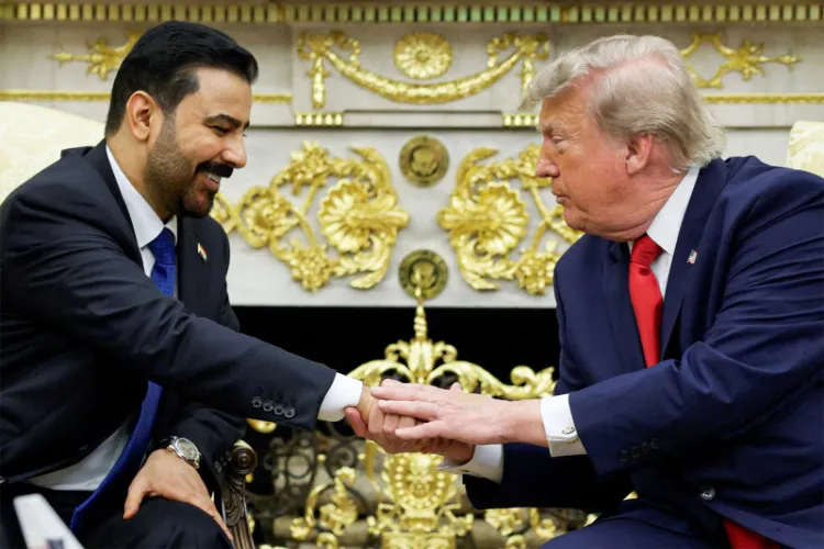 US President Donald Trump and Iraqi Prime Minister Ali al-Zaidi during their meeting in the Oval Office at the White House in Washington. 