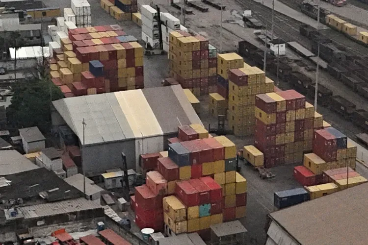 A file photo of containers at a storage near Rio de Janeiro's port, Brazil 