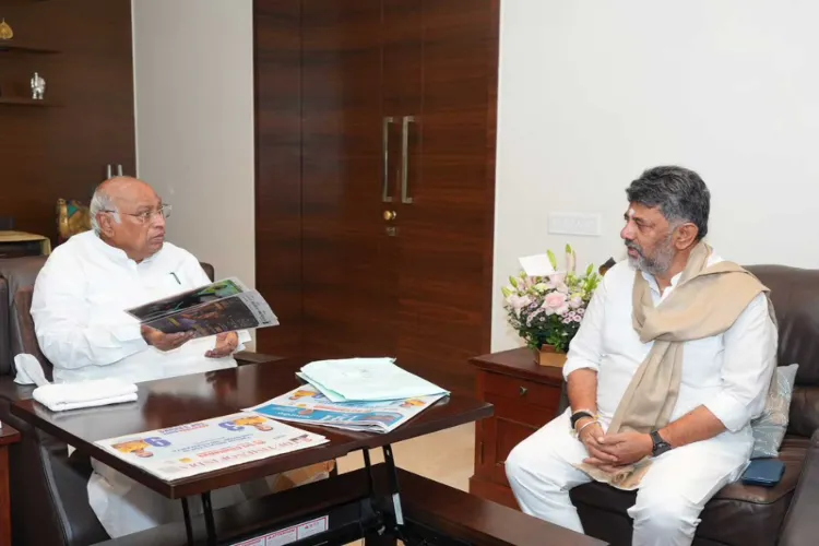 Karnataka Chief Minister DK Shivakumar met All India Congress Committee (AICC) President and Leader of Opposition in Rajya Sabha, Mallikarjun Kharge 
