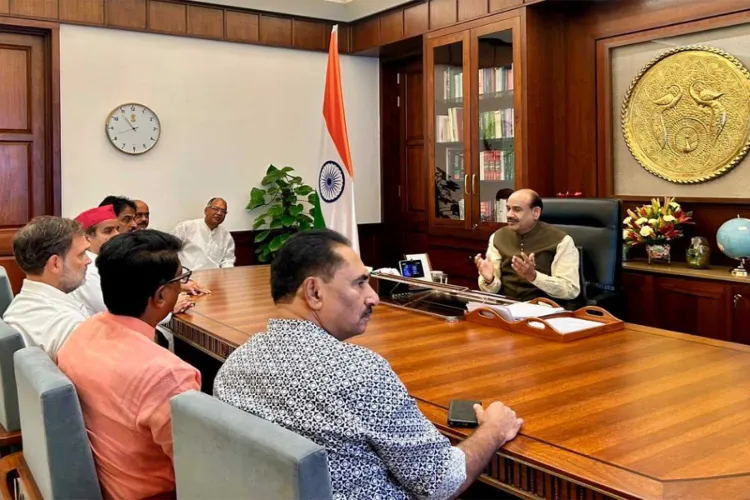 Leaders of INDIA bloc meets Lok Sabha Speaker Om Birla. 