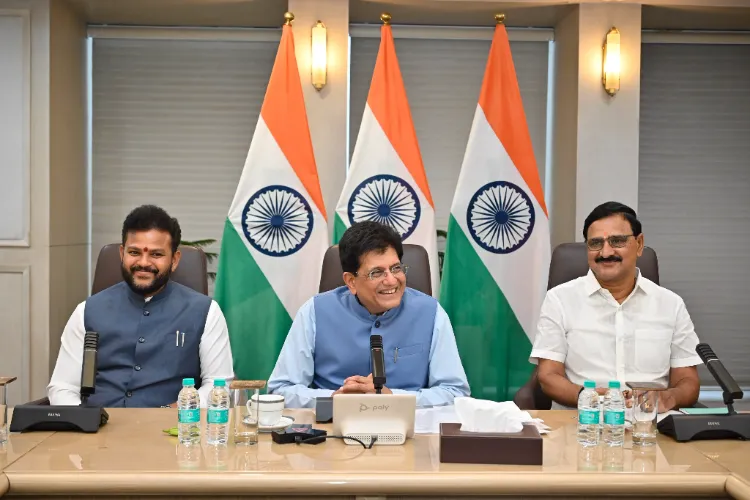 Union Commerce Minister Piyush Goyal with  Union Minister for Civil Aviation Ram Mohan Naidu, and senior representatives from the Centre and the state government.