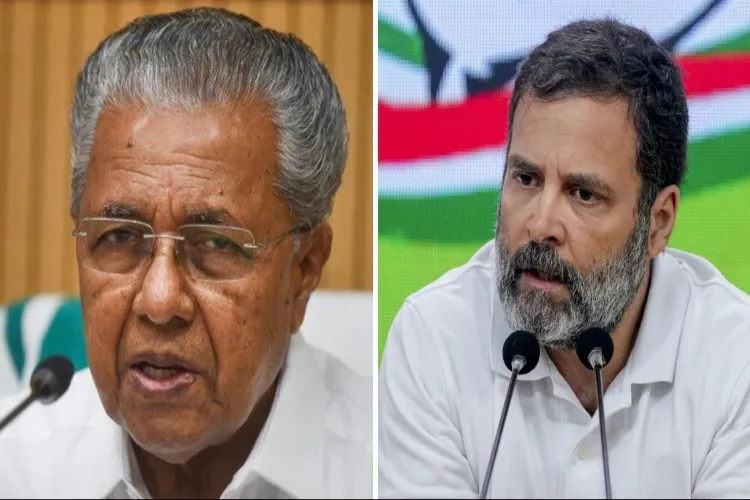 Leader of Opposition in the Kerala assembly Pinarayi Vijayan and Congress leader Rahul Gandhi 