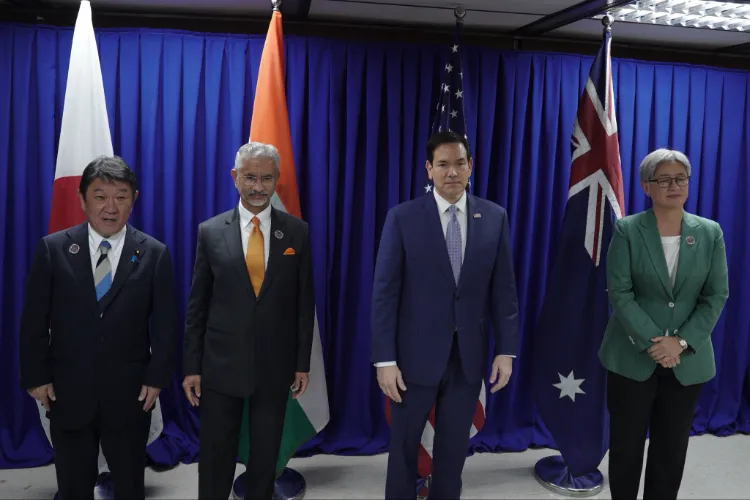 External Affairs Minister S Jaishankar, Australian Foreign Minister Penny Wong, Japanese Foreign Minister Toshimitsu Motegi and US Secretary of State Marco Rubio