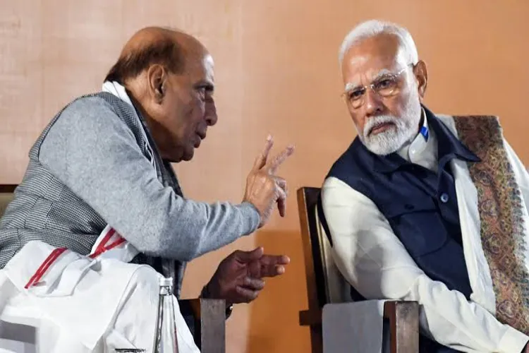 Union Defence Minister Rajnath Singh and Prime Minister Narendra Modi