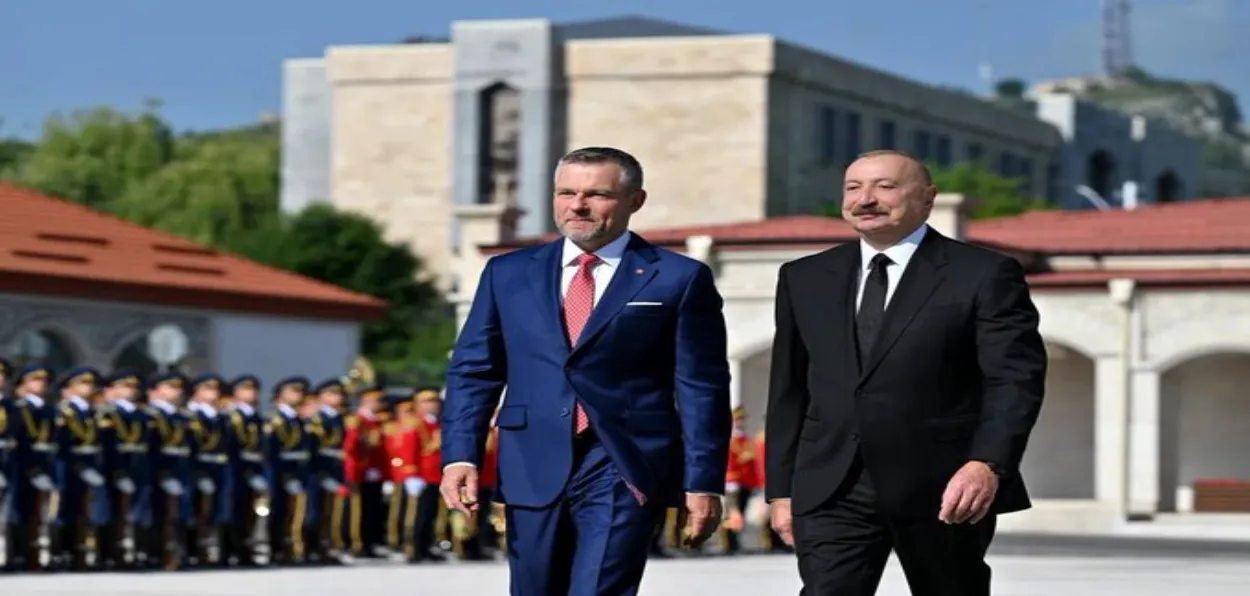 Khazak President Ilham Aliyev (Right) with Slovak President Peter Pellegrini
