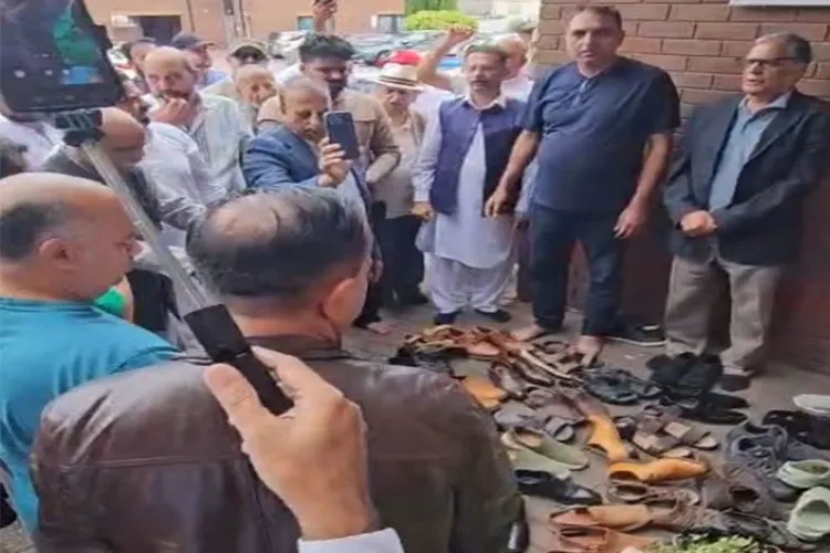 Shoes removed in protest: British Kashmiris stage protest in Birmingham against PoJK Violence