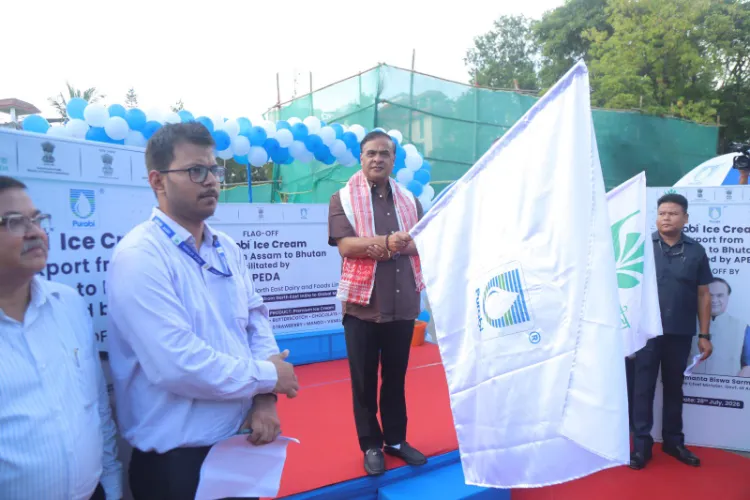 The export of Purabi Ice Cream by the West Assam Milk Producers' Cooperative Union Limited to Bhutan was flagged off by Assam Chief Minister 