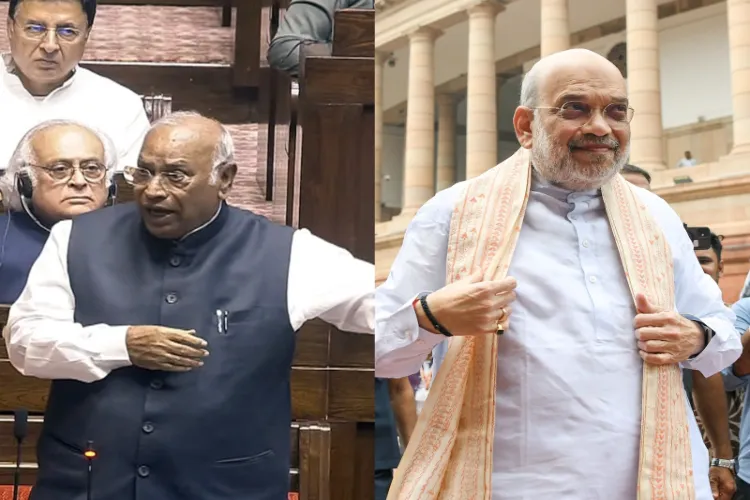 Congress President Mallikarjun Kharge and Union Home Minister Amit Shah 